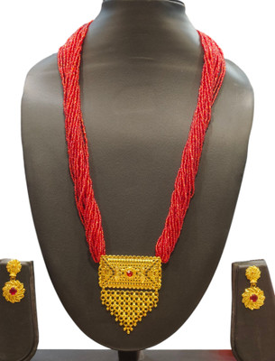 Gorkhastyle Brass Gold-plated Red Jewellery Set(Pack of 1)