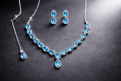 Luna K Jewels Alloy Silver Blue Jewellery Set(Pack of 1)