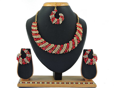 VATSALYA creation Alloy Gold-plated Red Jewellery Set(Pack of 1)
