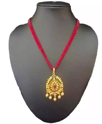 NANDANA COLLECTIONS Alloy Gold-plated Red, Gold Jewellery Set(Pack of 1)