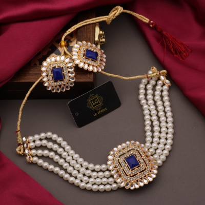 Lc Jewelz Alloy Gold-plated Blue Jewellery Set(Pack of 2)