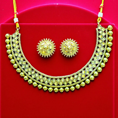 Aroras Bridal & Fashion Jewellery Brass Gold-plated Gold Jewellery Set(Pack of 1)