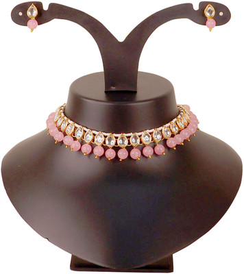 Swarajshop Alloy Gold-plated Pink Jewellery Set(Pack of 3)