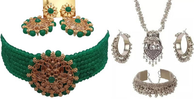 JMBW INTERNATIONAL Alloy Green, Silver Jewellery Set(Pack of 2)