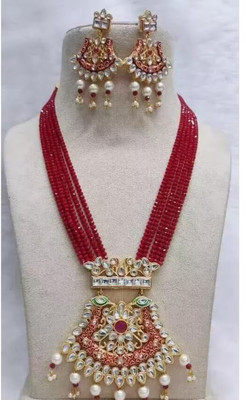 SatnamCreation Alloy Gold-plated Maroon Jewellery Set(Pack of 1)