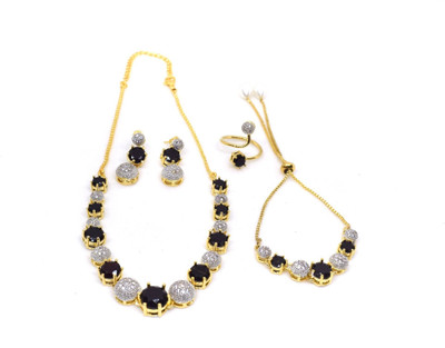 M Gold Alloy Gold-plated Gold, Black Jewellery Set(Pack of 1)