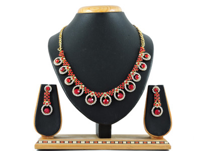 KAHAR CREATION Alloy Gold-plated Red Jewellery Set(Pack of 1)