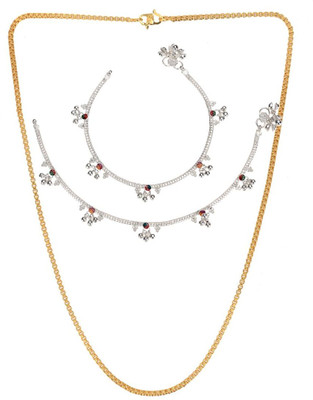 AanyaCentric Alloy Silver, Gold-plated Gold Jewellery Set(Pack of 3)