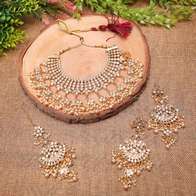 Swarajshop Alloy Gold-plated White Jewellery Set(Pack of 1)