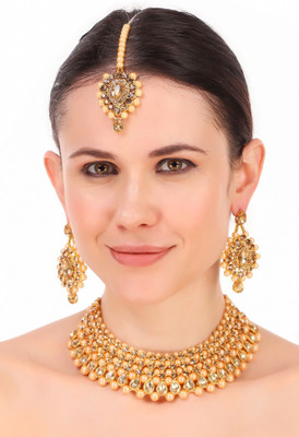 Animax Brass Gold-plated Beige, Gold Jewellery Set(Pack of 1)