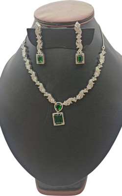 JAVERIA JEWELLRY CREATION Metal, Stone White, Green Jewellery Set(Pack of 1)