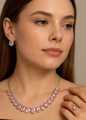 ALISS Brass Brass Pink Jewellery Set(Pack of 1)