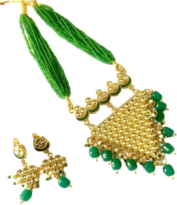 NIKYANKA Brass Gold-plated Gold, Green Jewellery Set(Pack of 3)