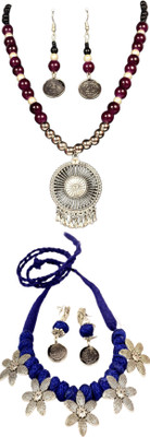 HOUSE OFF COMMON Oxidised Silver Black, Silver, Multicolor Jewellery Set(Pack of 2)