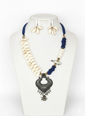 A S enterprize Oxidised Silver Blue Jewellery Set(Pack of 1)