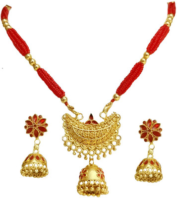 balaji gold Copper Gold-plated Red Jewellery Set(Pack of 1)