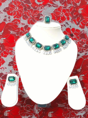 SHAW STORE Alloy Sterling Silver Green Jewellery Set(Pack of 1)