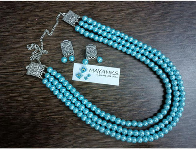MAYANKS Fabric Turquoise Jewellery Set(Pack of 1)