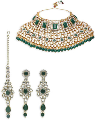Oomph Alloy Gold-plated Green, Pink, Gold Jewellery Set(Pack of 3)
