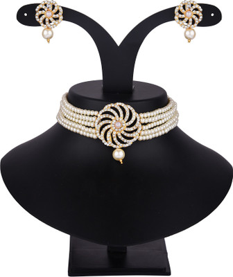 Padmavati Bangles Alloy Gold-plated White Jewellery Set(Pack of 1)