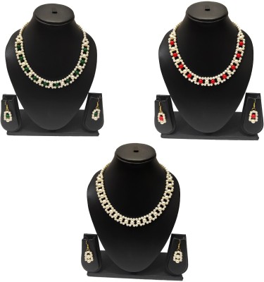 PRAGATI Alloy Green, Red, White Jewellery Set(Pack of 6)