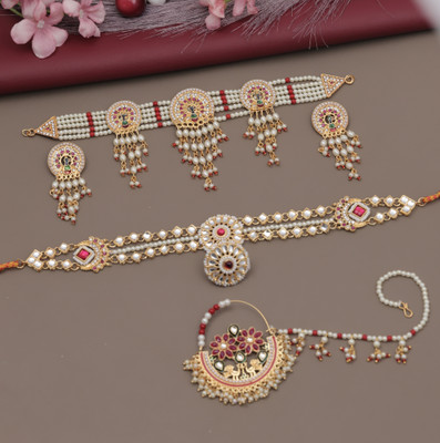 VISITART JEWELLERY Brass Gold-plated Gold Jewellery Set(Pack of 5)