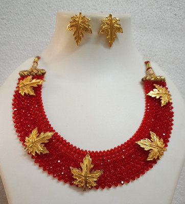Purabi Crystal Gold-plated Red Jewellery Set(Pack of 1)