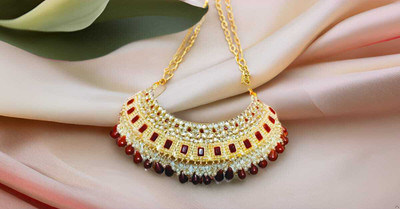 AA Fashion Stone Silver Red Jewellery Set(Pack of 1)