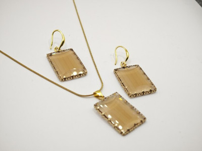 sapraa trends Stainless Steel Gold-plated Brown Jewellery Set(Pack of 1)