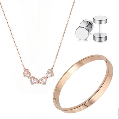Adhrit Alloy Gold-plated, Copper, Silver Rose Gold, Silver Jewellery Set(Pack of 3)