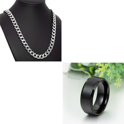 MAATRCHAAYA Stainless Steel Titanium, Sterling Silver Silver, Black Jewellery Set(Pack of 2)