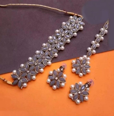 jatin imitation Metal Gold-plated Green Jewellery Set(Pack of 4)