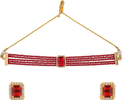 Avisha Brass Brass Ruby Red Jewellery Set(Pack of 1)