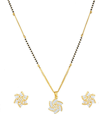 AADITA Alloy Gold-plated Gold, Black, White Jewellery Set(Pack of 1)