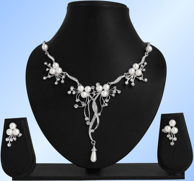 Rukma Alloy Rhodium White Jewellery Set(Pack of 1)