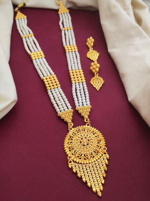 ZR JEWELS Alloy Gold-plated White, Gold Jewellery Set(Pack of 3)