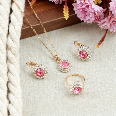 TASHKURST Alloy Gold-plated Pink, Gold Jewellery Set(Pack of 1)