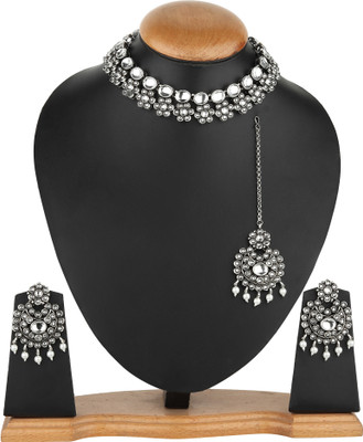 Dreamish Imitation Oxidised Silver Sterling Silver Silver, White Jewellery Set(Pack of 3)