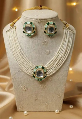 Mithim Brass, Dori White, Green Jewellery Set(Pack of 1)