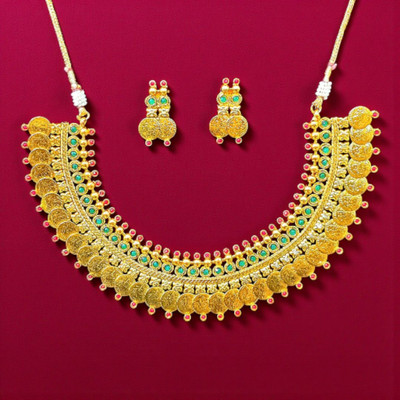 Aroras Bridal & Fashion Jewellery Copper Gold-plated Gold Jewellery Set(Pack of 1)