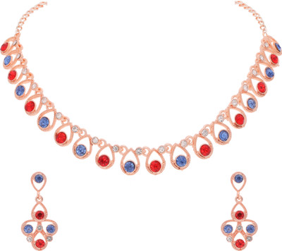 brado jewellery Brass Gold-plated Rose Gold, Blue, Red Jewellery Set(Pack of 1)