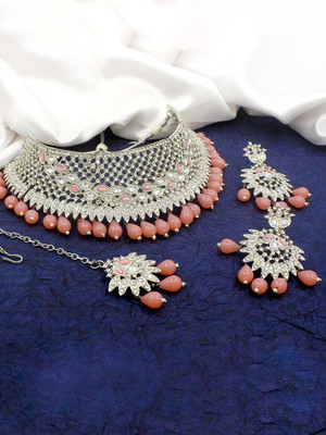 SAIYONI Alloy Gold-plated Pink Jewellery Set(Pack of 1)