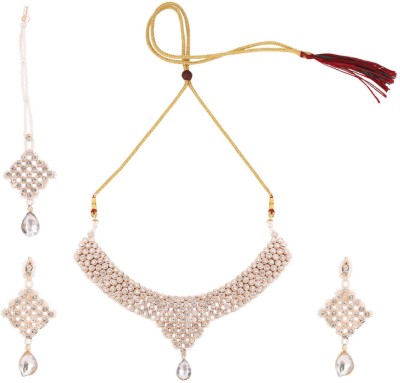 BHANA CREATIONS Brass Gold-plated White Jewellery Set(Pack of 4)