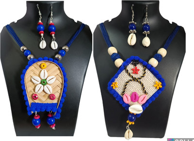 LOKNATH HANDCRAFFT Fabric Blue Jewellery Set(Pack of 2)