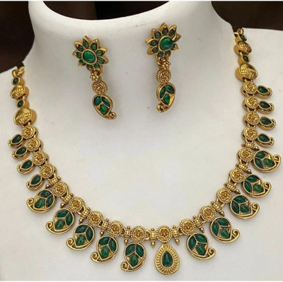Shilpa Creation Brass Green, Gold Jewellery Set(Pack of 1)
