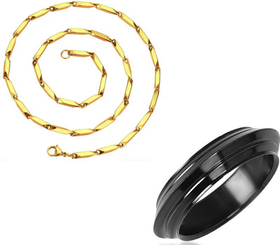 MAATRCHAAYA Alloy Titanium, Gold-plated Black, Gold Jewellery Set(Pack of 2)