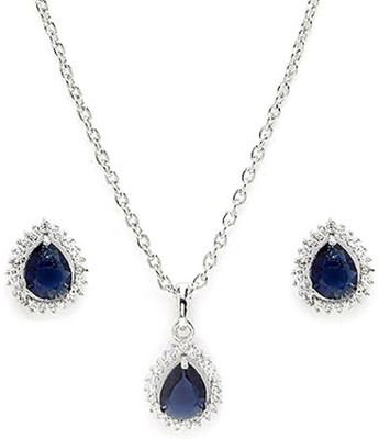 Aviate Alloy Silver Blue Jewellery Set(Pack of 1)