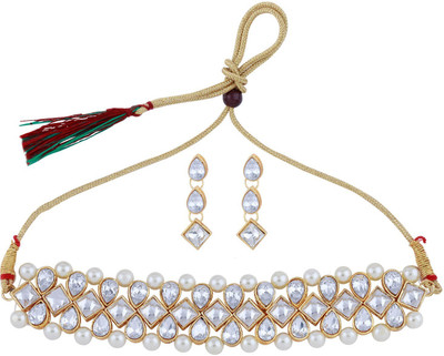 SILVER SHINE Alloy Gold-plated White, Silver Jewellery Set(Pack of 1)