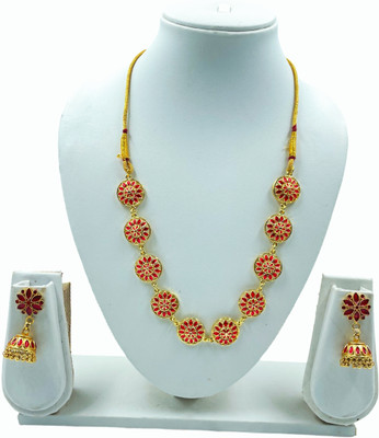 Sky Fashion Brass, Copper Gold-plated Red Jewellery Set(Pack of 3)