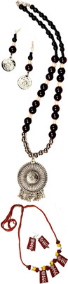 HOUSE OFF COMMON Oxidised Silver Black, Silver, Red Jewellery Set(Pack of 2)